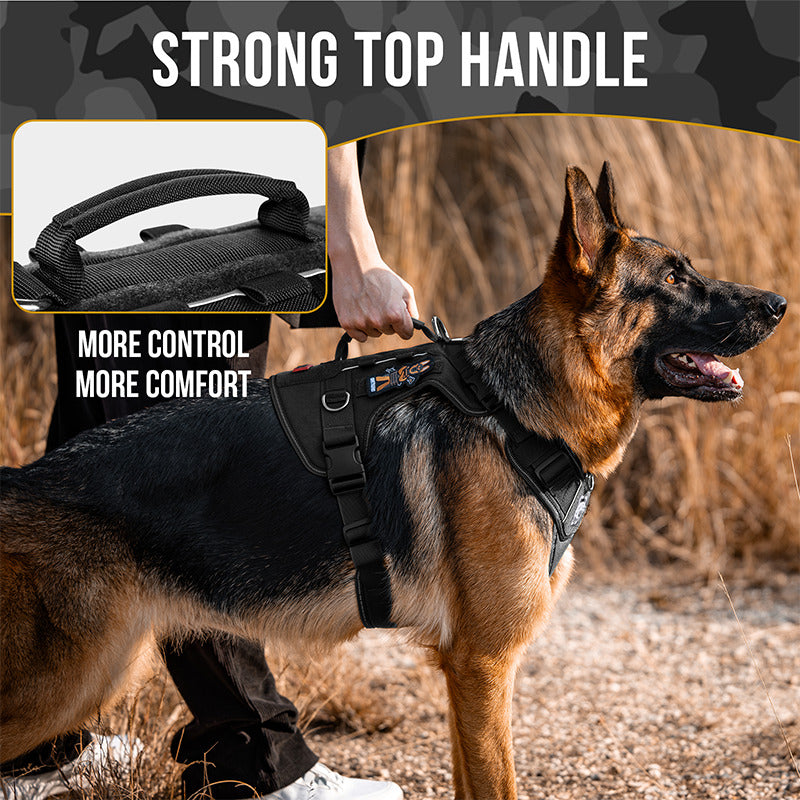 Close-up of 1000D nylon material and top handle on OneTigris TACTICLITE harness