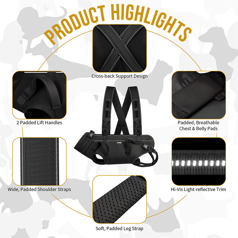 Key component highlights of OneTigris SUPPORT RIDGE dog carry harness