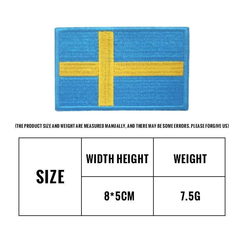 Sweden flag embroidered hook-and-loop patch, tactical patch for working dog harnesses