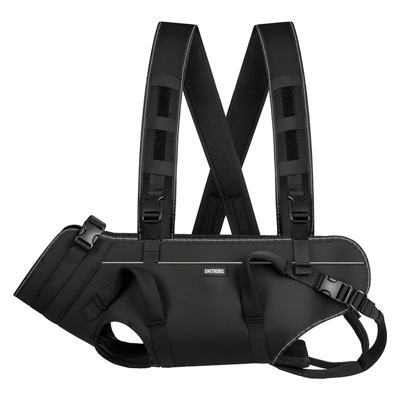 OneTigris SUPPORT RIDGE Dog Carry Harness, black cross-back padded full body carrier vest