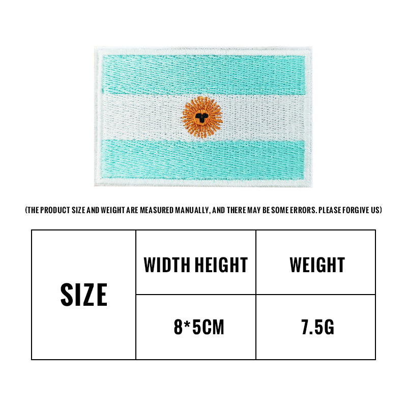 Argentina flag hook-and-loop embroidered patch, tactical patch for dog harness customization