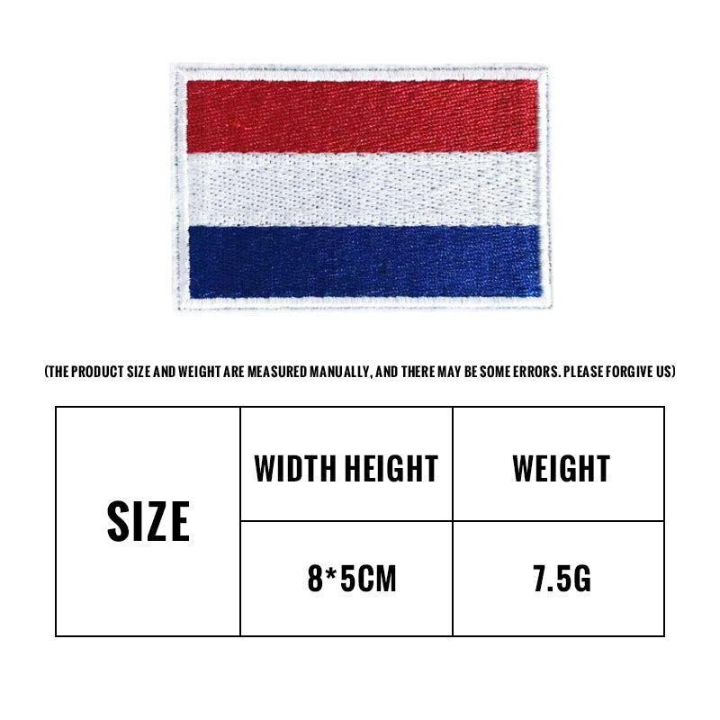 Netherlands national flag morale patch, hook-and-loop embroidered patch for dog accessories