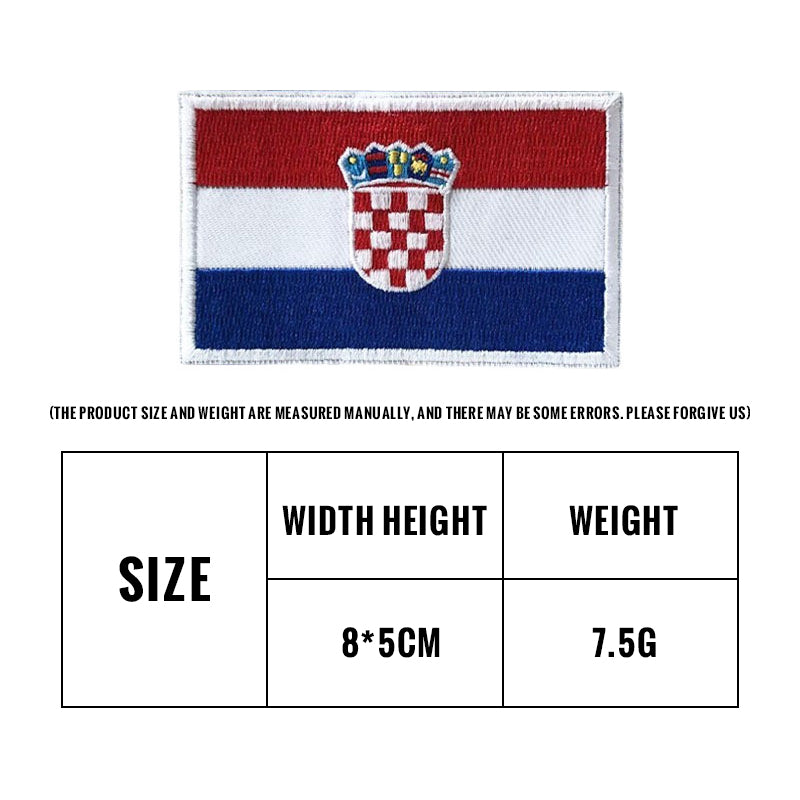 Croatia flag hook-and-loop embroidered patch, custom morale patch for dog harnesses