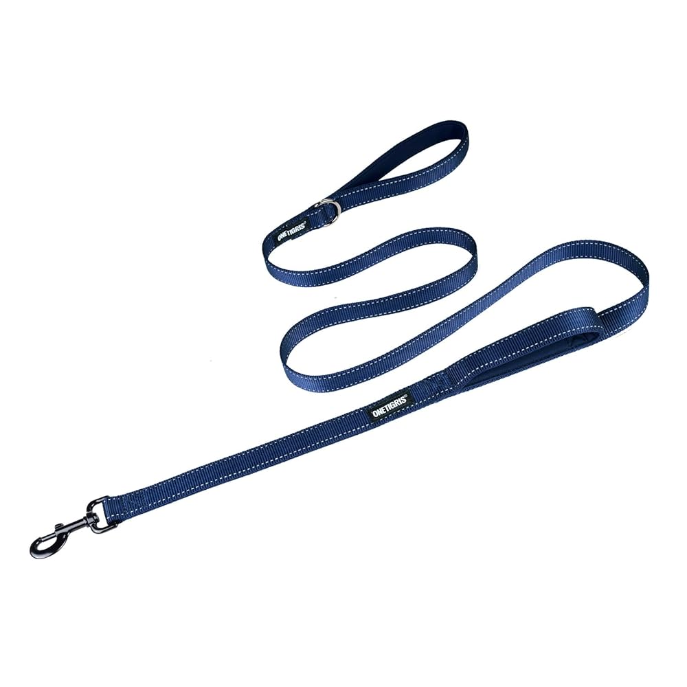 Navy Blue OneTigris reflective dog leash, adjustable heavy duty walking leash