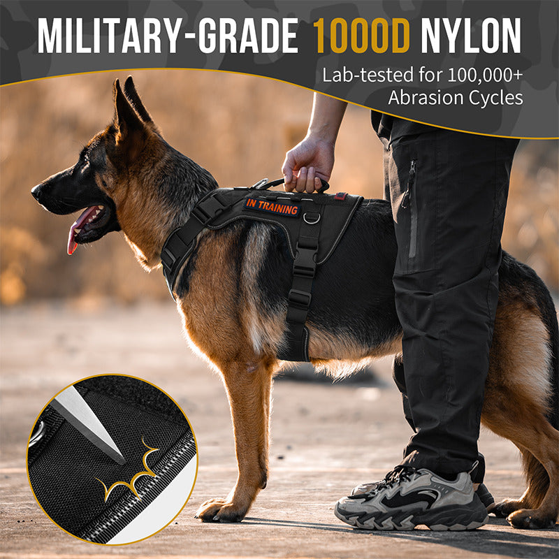 Close-up of 1000D nylon material and top handle on OneTigris TACTICLITE harness