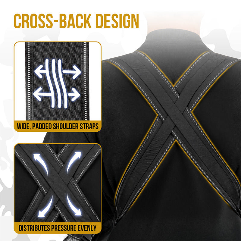 Cross-back ergonomic strap design of OneTigris SUPPORT RIDGE dog carry harness
