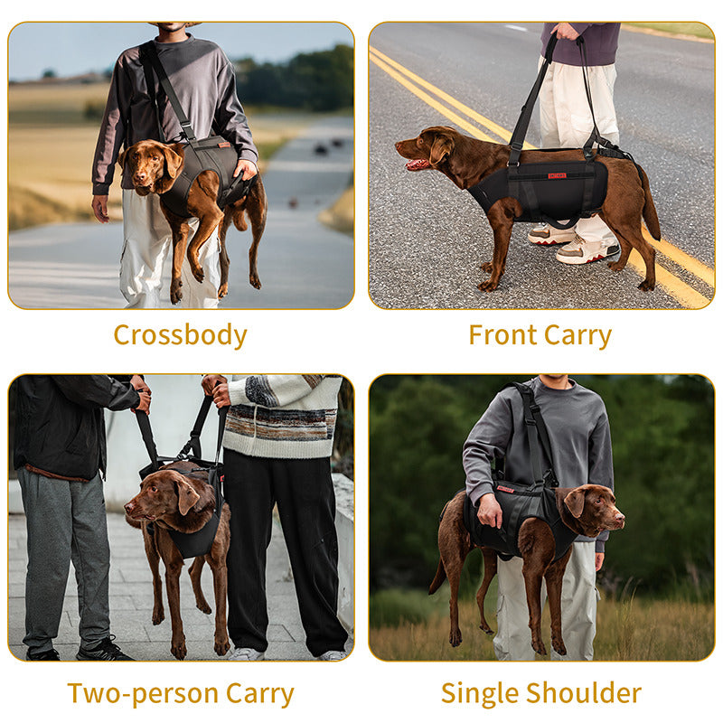 Even weight distribution padded lining on OneTigris mobility dog sling for full-body support