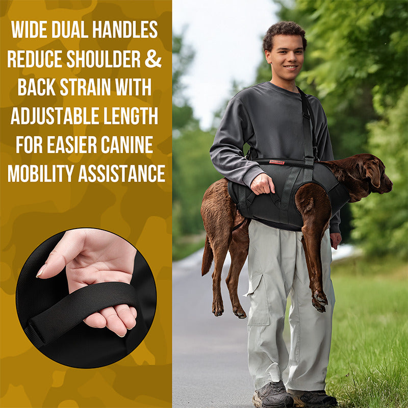 OneTigris BASE-CAMP Dog Lift Support Harness, wide dual adjustable padded handles reduce back strain for injured senior dog mobility assistance