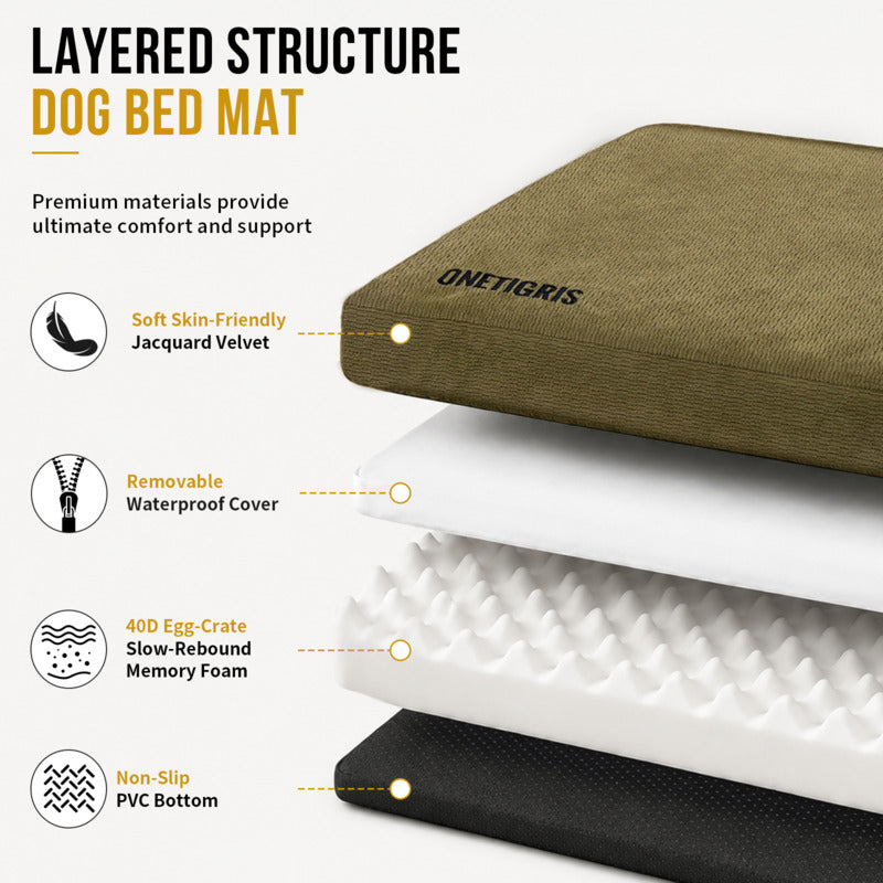 Multi-layer slow rebound memory foam orthopedic dog bed structure, supportive cushion mat for dog joint pain relief