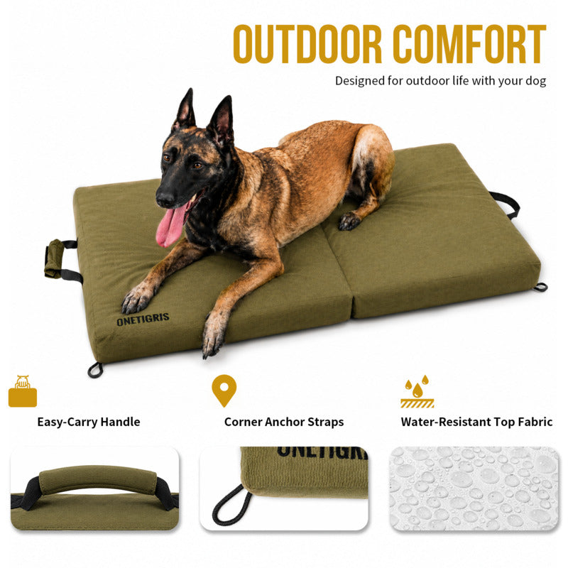 Outdoor comfort foldable travel dog bed mat, lightweight washable tactical dog sleeping pad for camping hiking