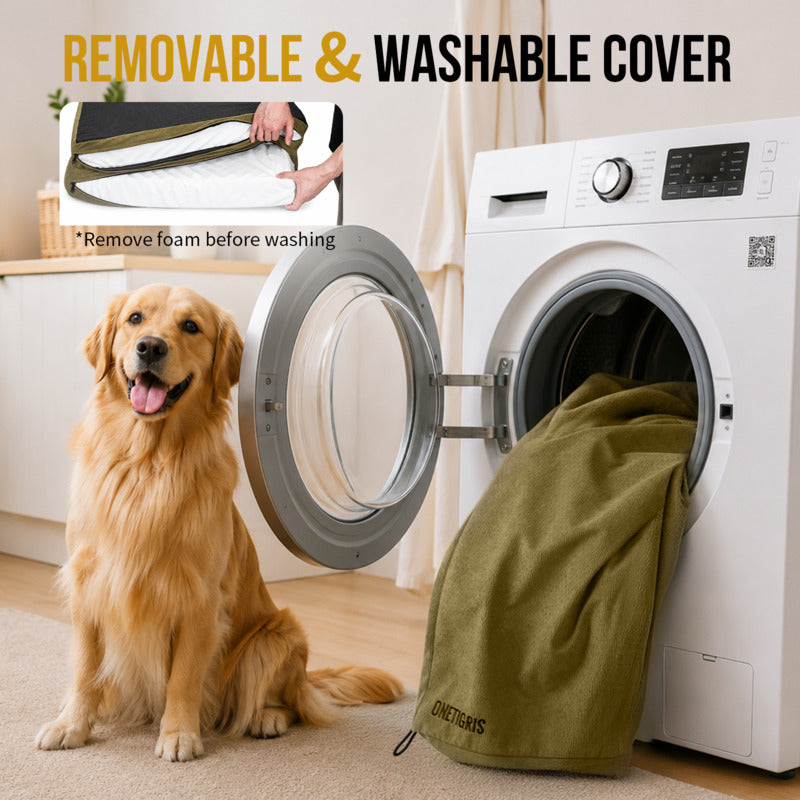 Removable machine washable cover orthopedic dog bed mat, easy clean tactical foldable dog crate pad