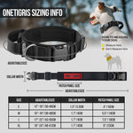 OneTigris tactical dog collar size chart, fit guide for medium and large breeds