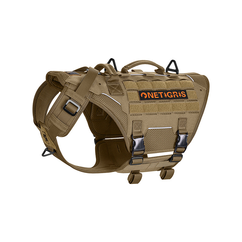 Coyote Brown OneTigris TORPEDO Tactical Dog Harness, MOLLE vest for working dogs