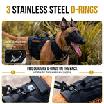 Belgian Malinois in TITAN-FLOW harness with front and back stainless steel D-rings