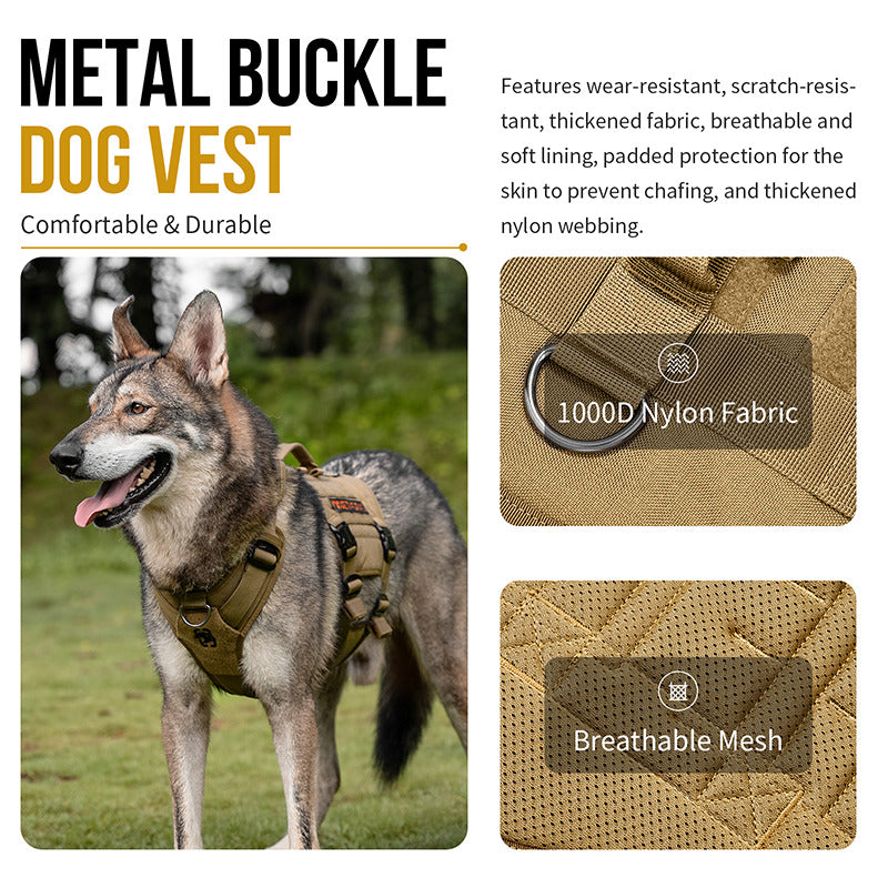 1000D nylon metal buckle dog harness with breathable mesh padding