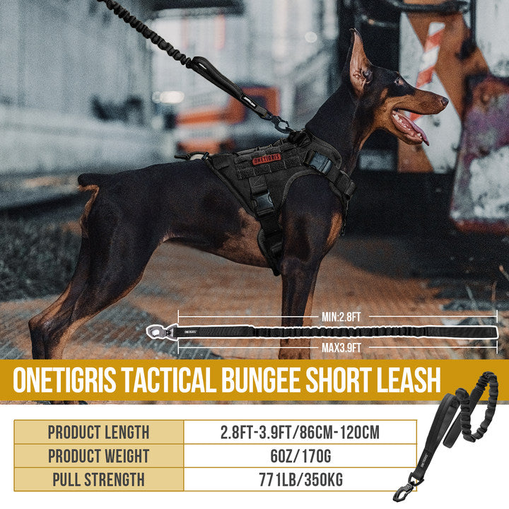 ONETIGRIS Tactical Bungee Dog Training Leash with Quick-Release