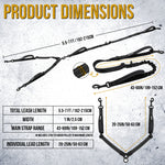 Size chart for OneTigris 6-in-1 multi function dual head anti tangle dog leash
