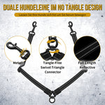 Dual handle anti-tangle split structure of swivel two dog bungee leash