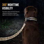 Reflective dog collar and leash set for low-light nighttime walks