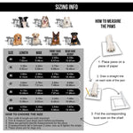 The sizechart of PATHFINDER waterproof dog shoes – durable anti-slip dog boots for outdoor adventures