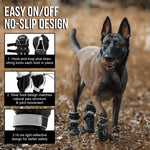 Easy on/off dog boots with secure anti-slip sole and adjustable strap design for a snug fit
