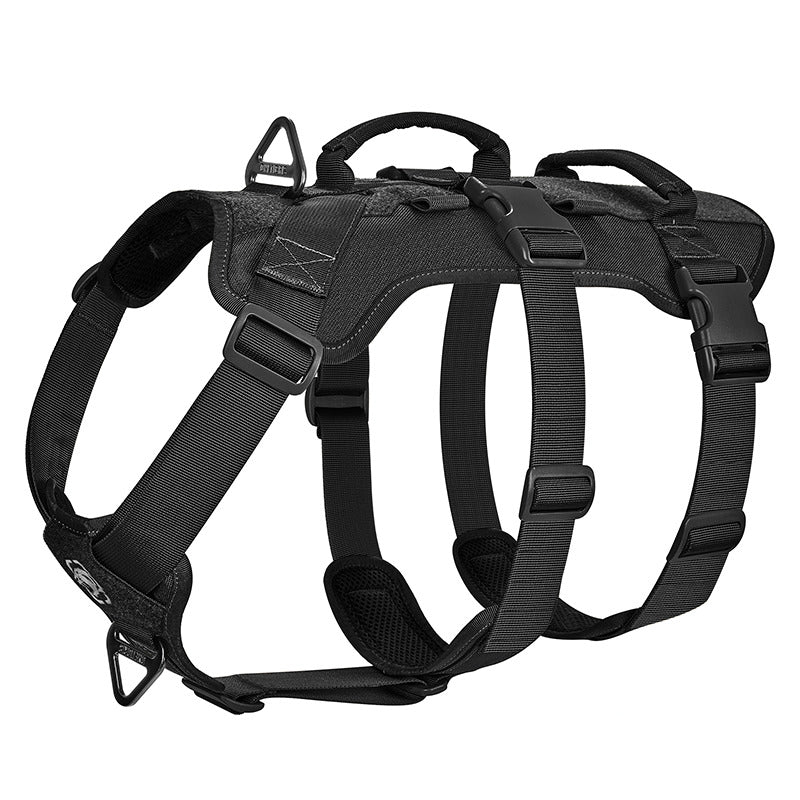 OneTigris T-BONE Tactical Dog Harness, black escape proof no pull vest with double handles