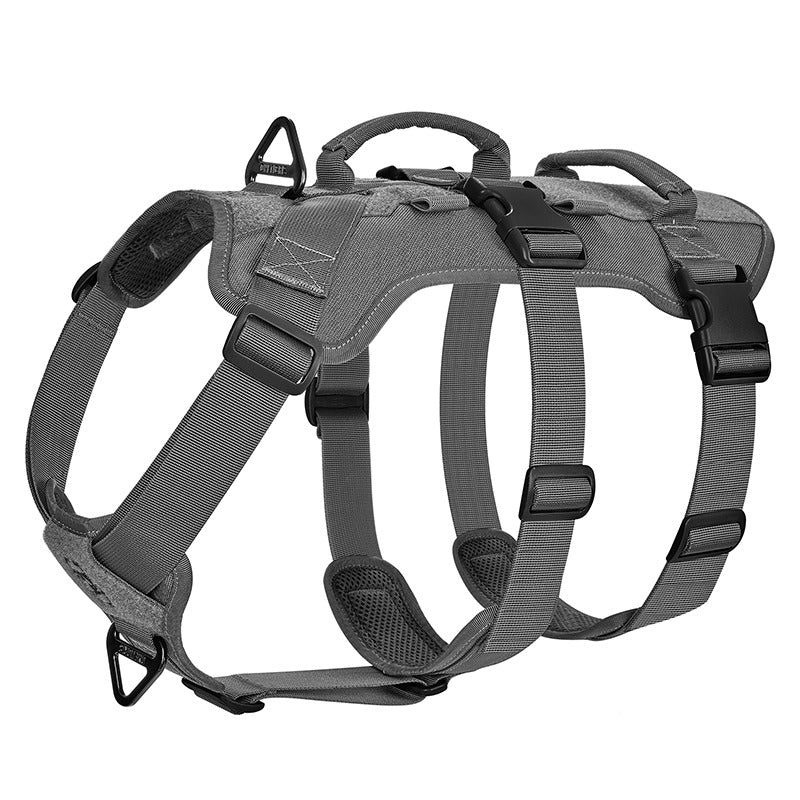 Gray OneTigris T-BONE Tactical Dog Harness, durable no pull tactical vest