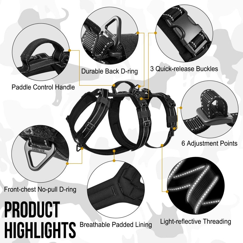 HOUNDLOCK Escape-Proof Dog Harness – Triple-Strap No-Pull for