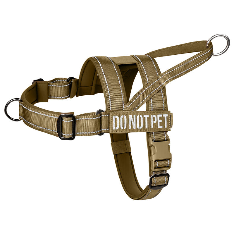 OneTigris HALO coyote brown reflective dog harness with front and back leash clips