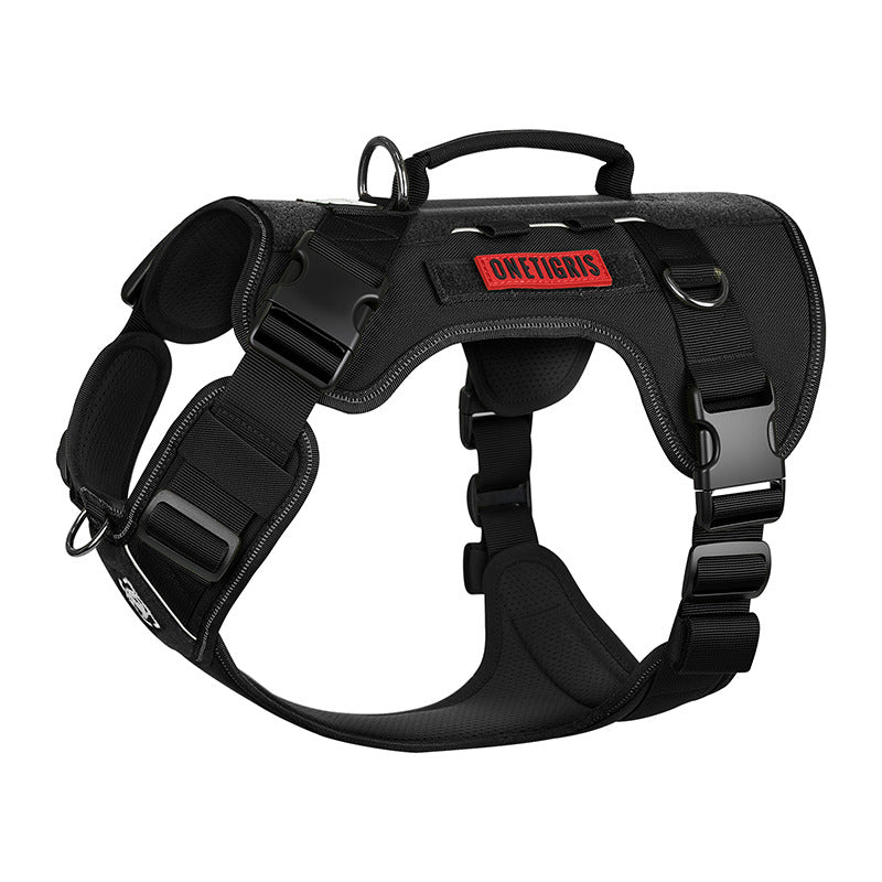 OneTigris TACTICLITE Tactical Dog Harness, black lightweight 1000D nylon vest with handle