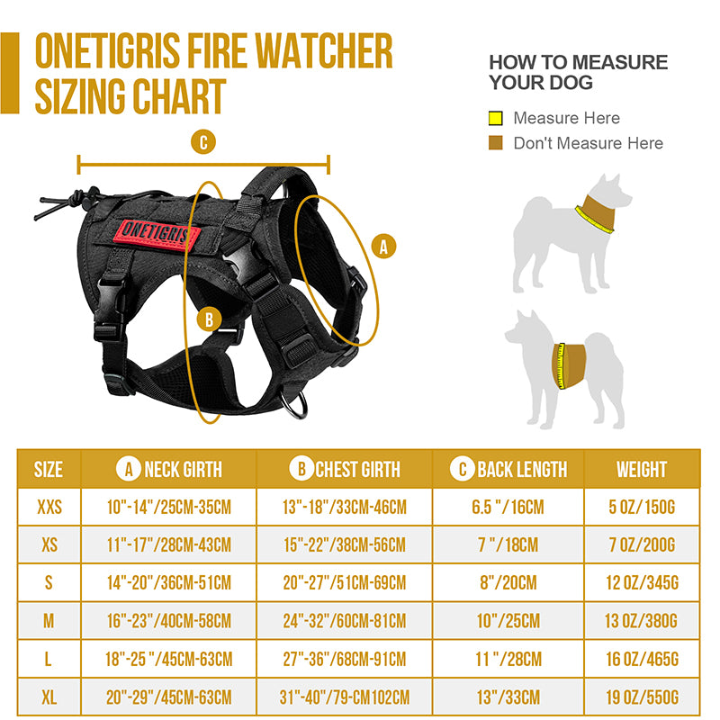 OneTigris Fire Watcher K9 Harness – Tactical MOLLE Dog Vest