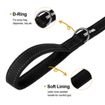 OneTigris heavy duty tactical dog leash, padded soft handle for comfortable grip, metal D‑ring for poop bag dispenser and keys, durable nylon dog walking leash for large medium dogs
